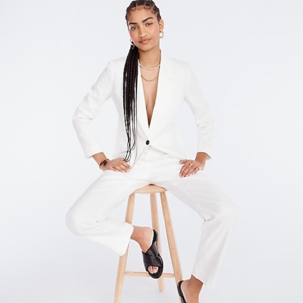 J.Crew Kate Straight Leg Linen Blend Pants White Size 12 NWT